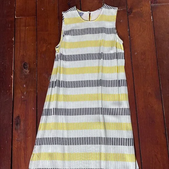 DUSEN DUSEN lock stripe JANE dress L chartreuse+black midi - Picture 5 of 5